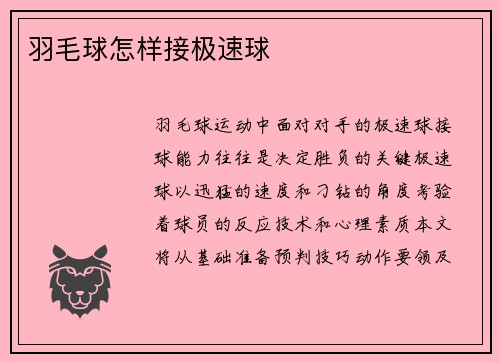 羽毛球怎样接极速球